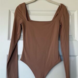Babaton Brown Long Sleeve Bodysuit